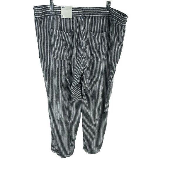 NWT Old Navy linen striped pants elastic waist XL high rise blue white - Picture 6 of 14